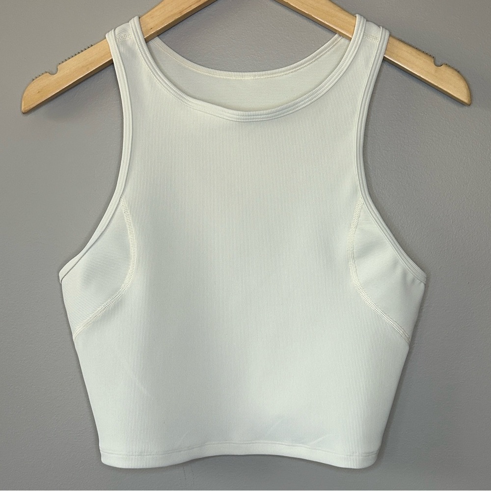Lululemon Ribbed Contour Racerback Cropped Yoga‎ Tank Top Ivory Cream fits 6/8